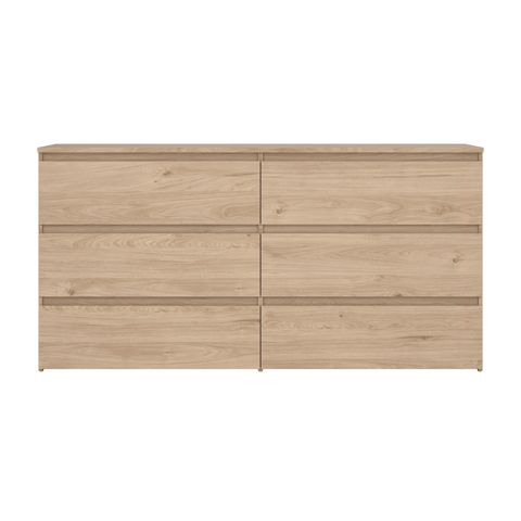 Maise commode H:70 x L:138 x L:41 cm avec 6 tiroirs en aspect chêne