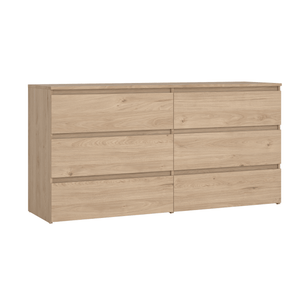 Maise commode H:70 x L:138 x L:41 cm avec 6 tiroirs en aspect chêne