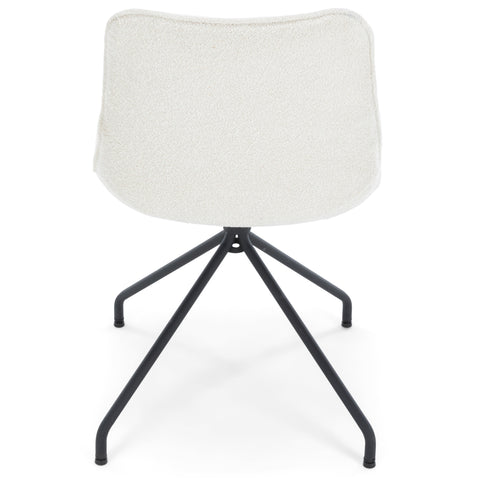 Maja - Chaise de salle à manger en bouclette blanche avec rotation à 360 degrés