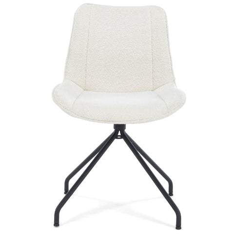 Maja - Chaise de salle à manger en bouclette blanche avec rotation à 360 degrés