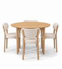 Ensemble de salle à manger - Table à rallonge Liam en placage de chêne + 4 chaises de salle à manger Harriet beiges avec pieds aspect chêne