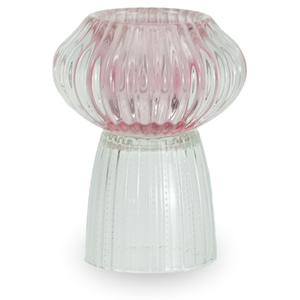 Nori porte-bougie en verre rose/clair 13,5 cm