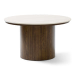 Enzo - Table basse avec plateau en pierre et pied en lamelles de chêne fumé Ø78 cm