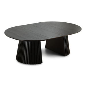 Lewis - Table ronde en noyer noir avec rallonge 150/190/230 cm - 2 rallonges incluses