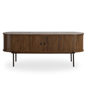 Florence - Meuble TV en chêne fumé avec lamelles 138 x 40 x 55 cm