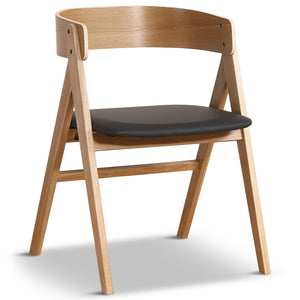 Chaise en bois Samantha en chêne avec assise en PU noire