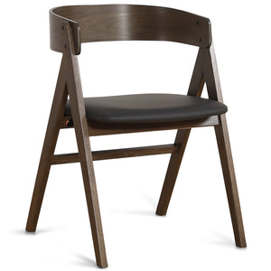 Chaise en bois Samantha en chêne fumé avec assise en PU noire