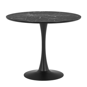 Table de salle à manger Diego noir aspect marbre Ø90 cm
