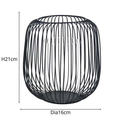 Akia Lanterne en métal noir 21cm