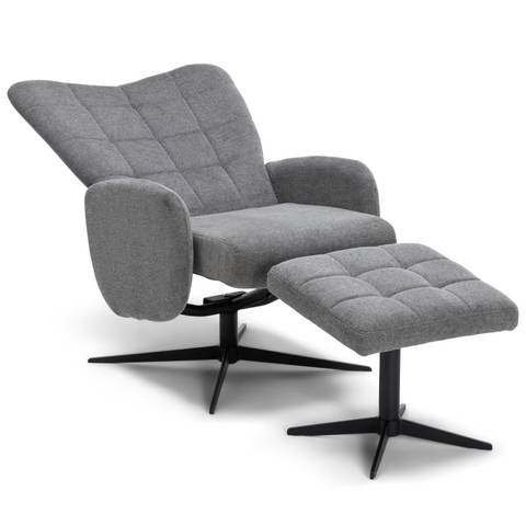 Alfred - Fauteuil inclinable avec repose-pieds - Gris