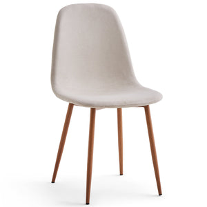 Anna - Chaise de salle à manger en tissu beige avec aspect chêne