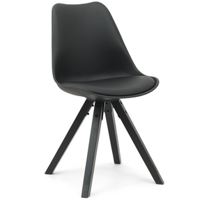 Aria - Chaise de salle à manger noire avec pieds en bois noirs