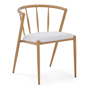 Bella Chaise de salle à manger - aspect chêne avec assise tapissée beige