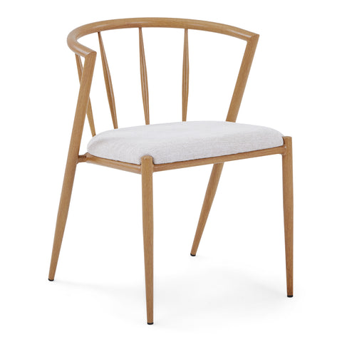 Bella Chaise de salle à manger - aspect chêne avec assise tapissée beige