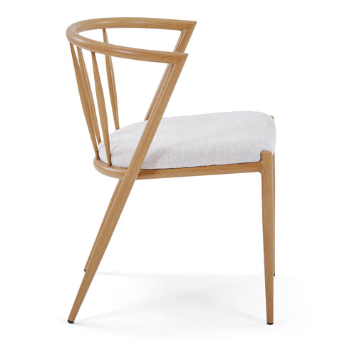 Bella Chaise de salle à manger - aspect chêne avec assise tapissée beige