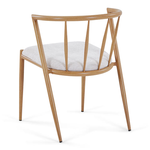 Bella Chaise de salle à manger - aspect chêne avec assise tapissée beige