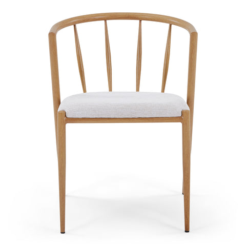 Bella Chaise de salle à manger - aspect chêne avec assise tapissée beige