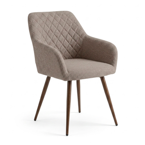 Carlo chaise de salle à manger - Textile sable avec pieds en chêne fumé et fonction pivotante à 360 degrés