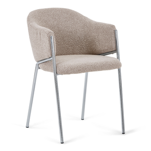 Carolina chaise de salle à manger en bouclé beige avec pieds chrome