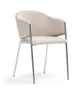 Carolina chaise de salle à manger en bouclé beige avec pieds chrome