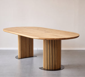 Matteo - Table à lattes table de menuiserie artisanale avec sommier à lattes en chêne huilé 300x120x77 cm