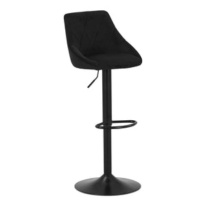 Cassie - Tabouret de bar en velours noir réglable et pivotant à 360 degrés