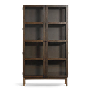 Havana - Vitrine en chêne fumé avec 2 portes - 180 x 40 x 100 cm