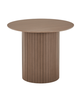 Table à manger Riccardo en mélaminé aspect chêne fumé, avec pied en colonne de Ø90 cm