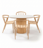Ensemble de salle à manger – Table de salle à manger Enzo en chêne avec plateau en pierre + 4 chaises de salle à manger Bella avec assise tressée et finition chêne