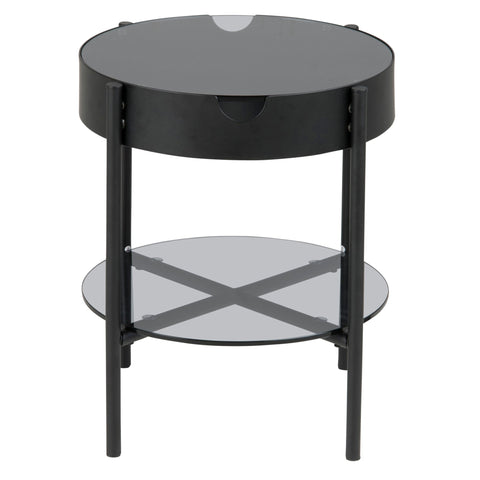 Table basse Tipton en noir avec pieds en verre et métal 50x45x45 cm