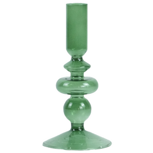 Gracie porte-bougie en verre vert 18 cm