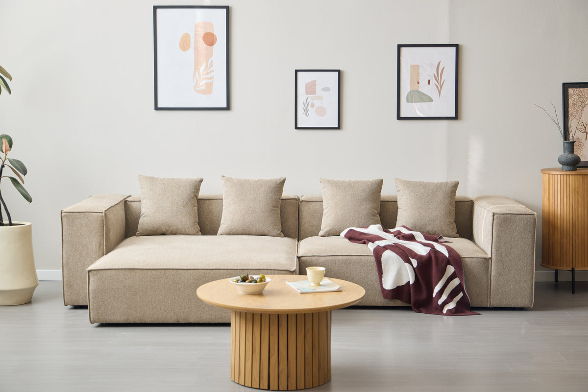 Hailey module chaiselong gauche en sable L : 147 x P : 148 x H : 65 cm ...