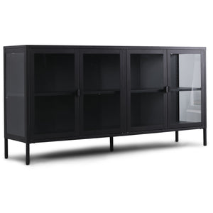 Herman - Vitrine en métal noir/verre 170 x 40 x 85 cm