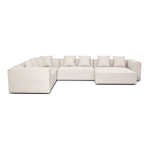 Hailey - Canapé modulaire en U beige avec 4 modules - Méridienne droite L: 368 x P: 247 x H: 65 cm