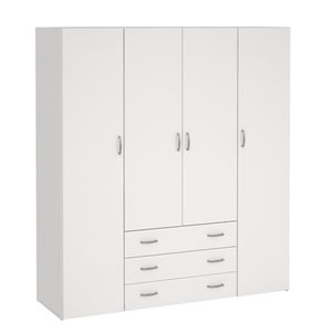 Malia armoire blanche 4 portes 3 tiroirs