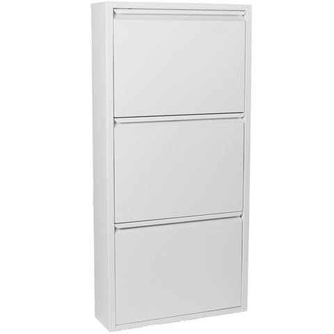 Louis - Armoire à chaussures en métal blanc avec 3 portes