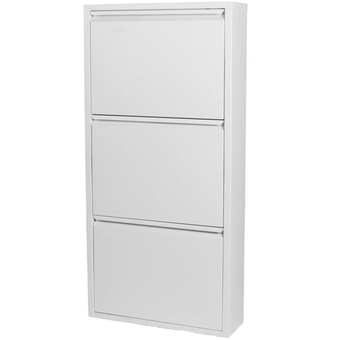 Louis - Armoire à chaussures en métal blanc avec 3 portes