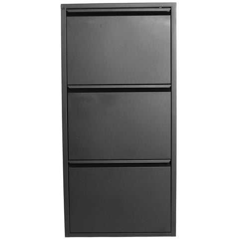 Louis - Armoire à chaussures Métal noir avec 3 portes