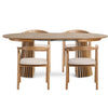 Ensemble de salle à manger - Table à lamelles Lewis Ø 120 cm à rallonge, en placage de chêne + 4 chaises de salle à manger Jocelyn en chêne