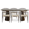 Ensemble de salle à manger - Table à rallonge Lewis Ø 120 cm en placage de chêne fumé + 6 chaises de salle à manger Bella en chêne fumé