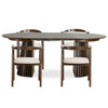 Ensemble de salle à manger - Table à rallonges Lewis Ø 120 cm en placage de chêne fumé + 4 chaises de salle à manger Jocelyn en chêne fumé
