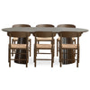 Ensemble de salle à manger - Table à rallonges Lewis Ø 120 cm en placage de chêne fumé + 6 chaises de salle à manger Madison en chêne fumé avec assise tressée