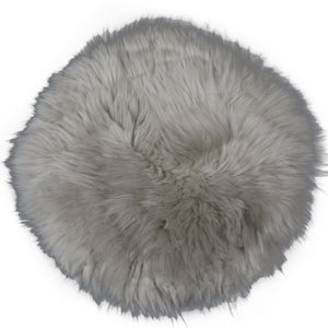 Coussin en peau de mouton véritable - Gris Ø40 cm
