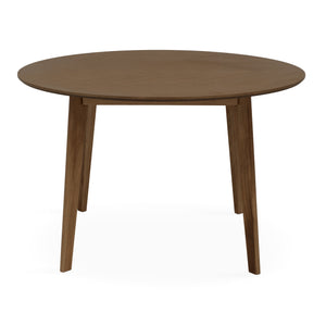 Miles – Table à manger ronde Ø120 cm en placage chêne fumé avec motif en chevrons
