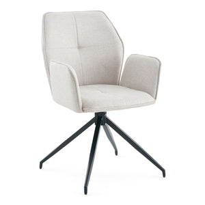 Minna - Chaise de salle à manger en tissu beige avec fonction pivotante à 360 degrés