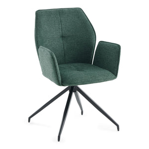 Minna - Chaise de salle à manger en tissu vert avec fonction pivotante à 360 degrés