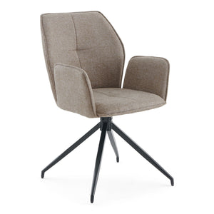 Minna - Chaise de salle à manger en tissu sable avec rotation à 360 degrés