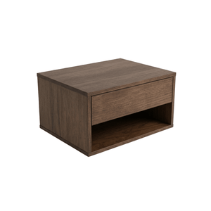 Selina table de chevet/étagère murale en chêne fumé 38x30x20 cm incl. support mural
