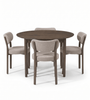 Ensemble de salle à manger – table à rallonge en placage de chêne fumé + 4 chaises de salle à manger Harriet couleur sable avec pieds aspect chêne fumé