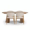 Ensemble de salle à manger - Table à lamelles Lewis Ø 120 cm à rallonge, en placage de chêne + 4 chaises de salle à manger Ebba beiges avec pieds aspect chêne